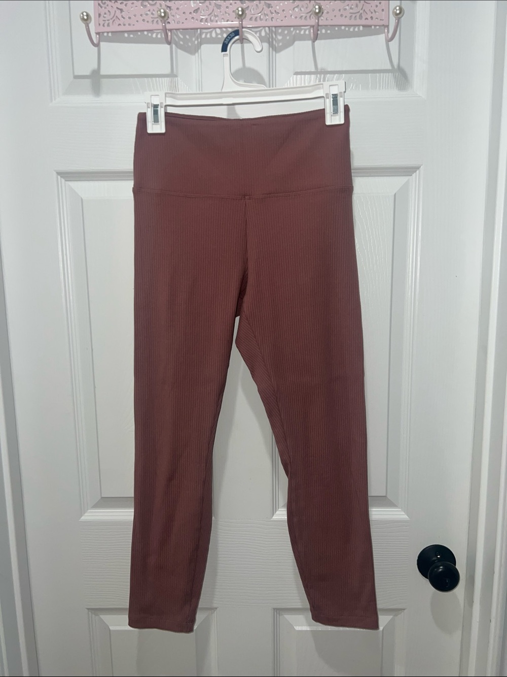 PINK VS High-Waist Ribbed Leggings in Mauve